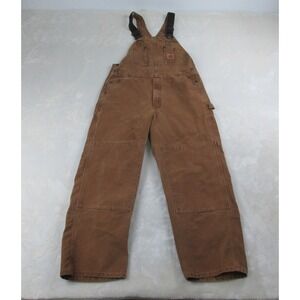 Carhartt Duck Bib Men's 34x30 Brown Double Knee Jumpsuit Canvas Unlined